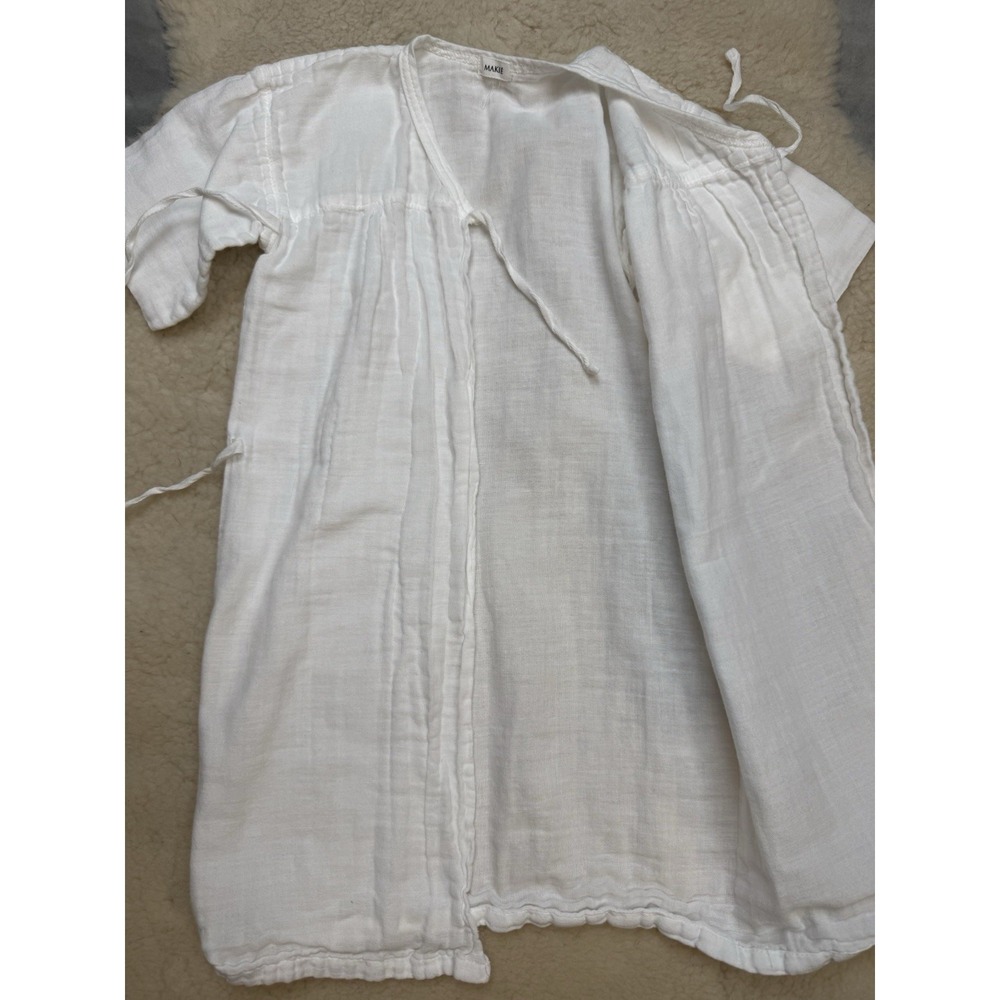 Makie Baby White Cotton Gauze Kimono Wrap Gown Japanese Minimalist Quiet Luxury - Picture 6 of 7